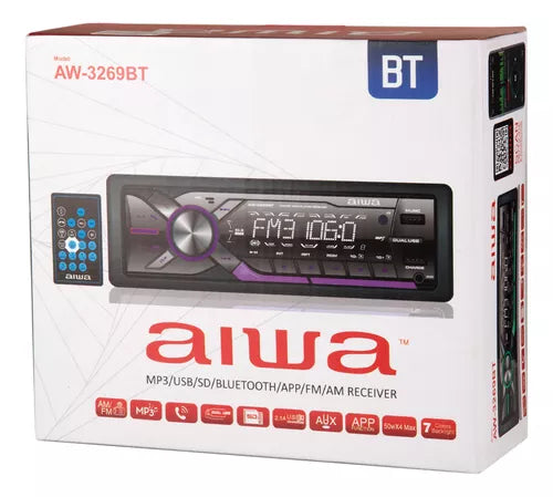 Radio Aiwa BT USB AUXILIAR, frente desmontable