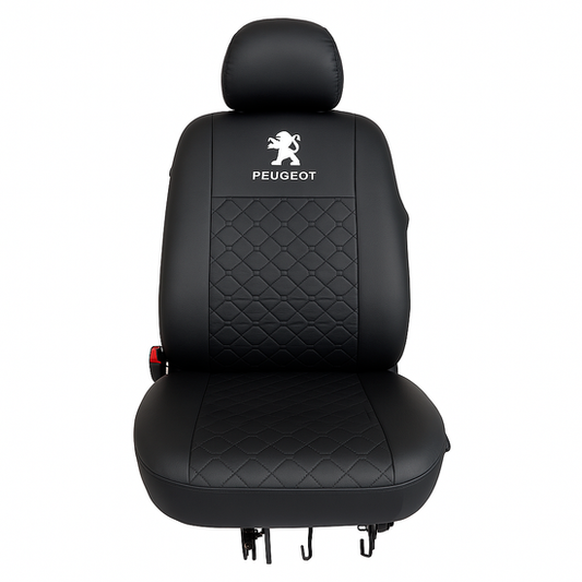 Juego Funda Cubreasientos para auto Eco cuero Logo Peugeot